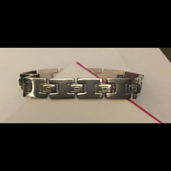 NEW~ Men’s Stainless Steel Greek Key Link Bracelet - Picture 1 of 2